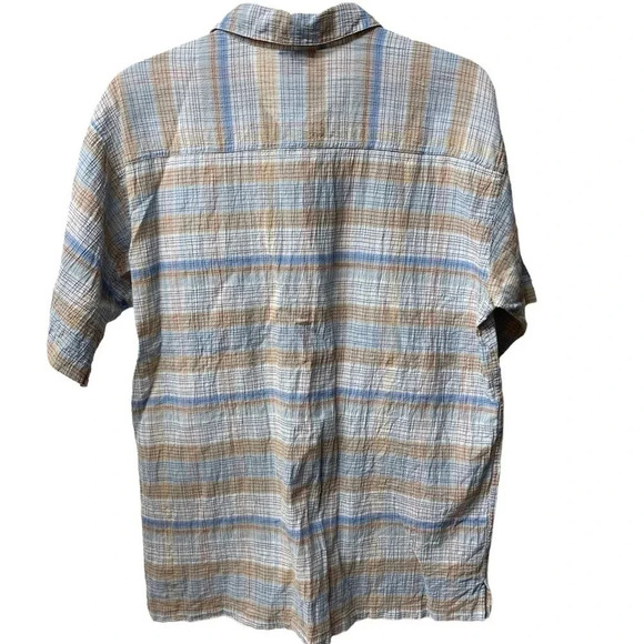 Men’s Patagonia 100% cotton short sleeved button down. Sz M. Blue & brown plaid - Picture 2 of 7